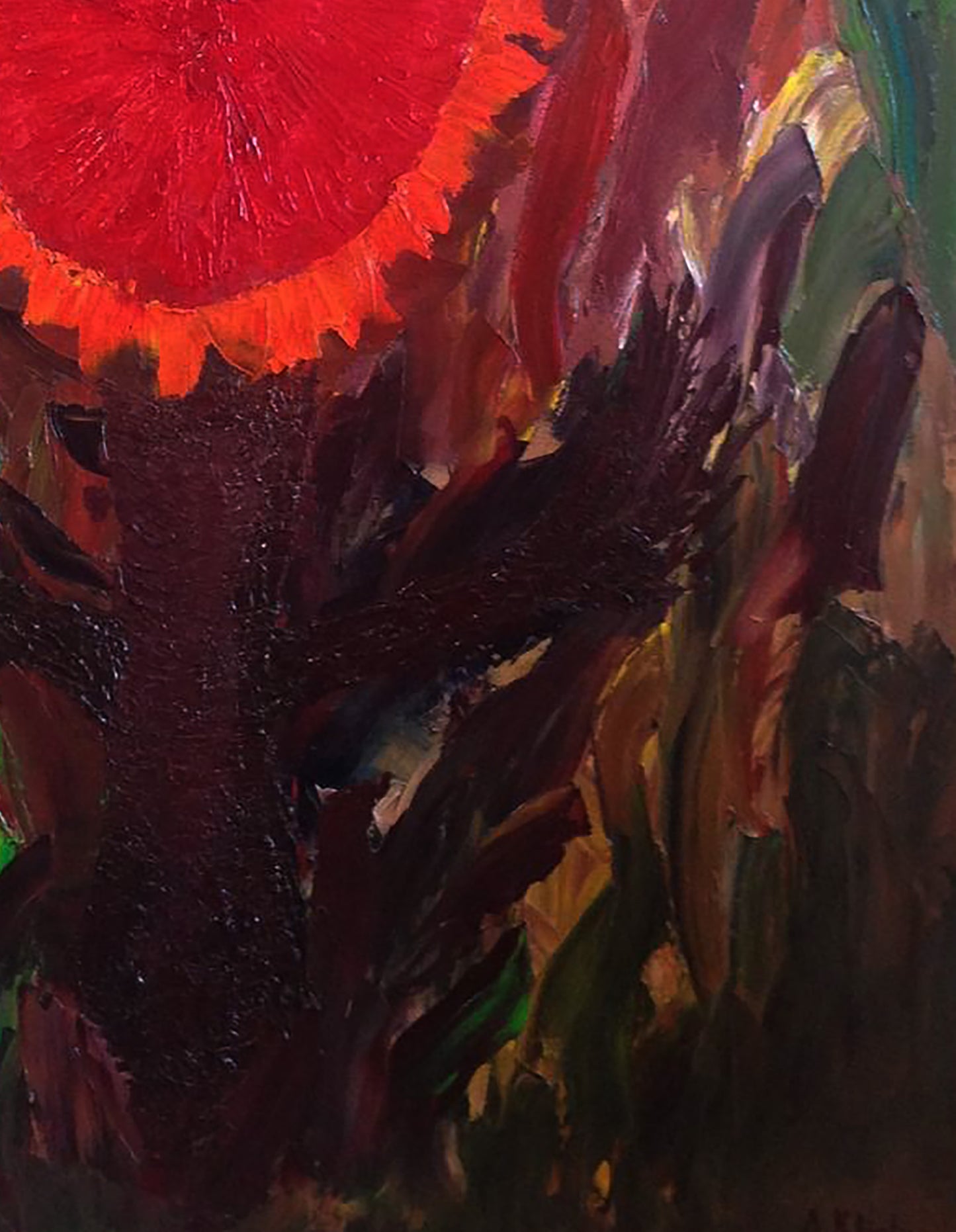 Oil painting Red flower Andriy Klishyn