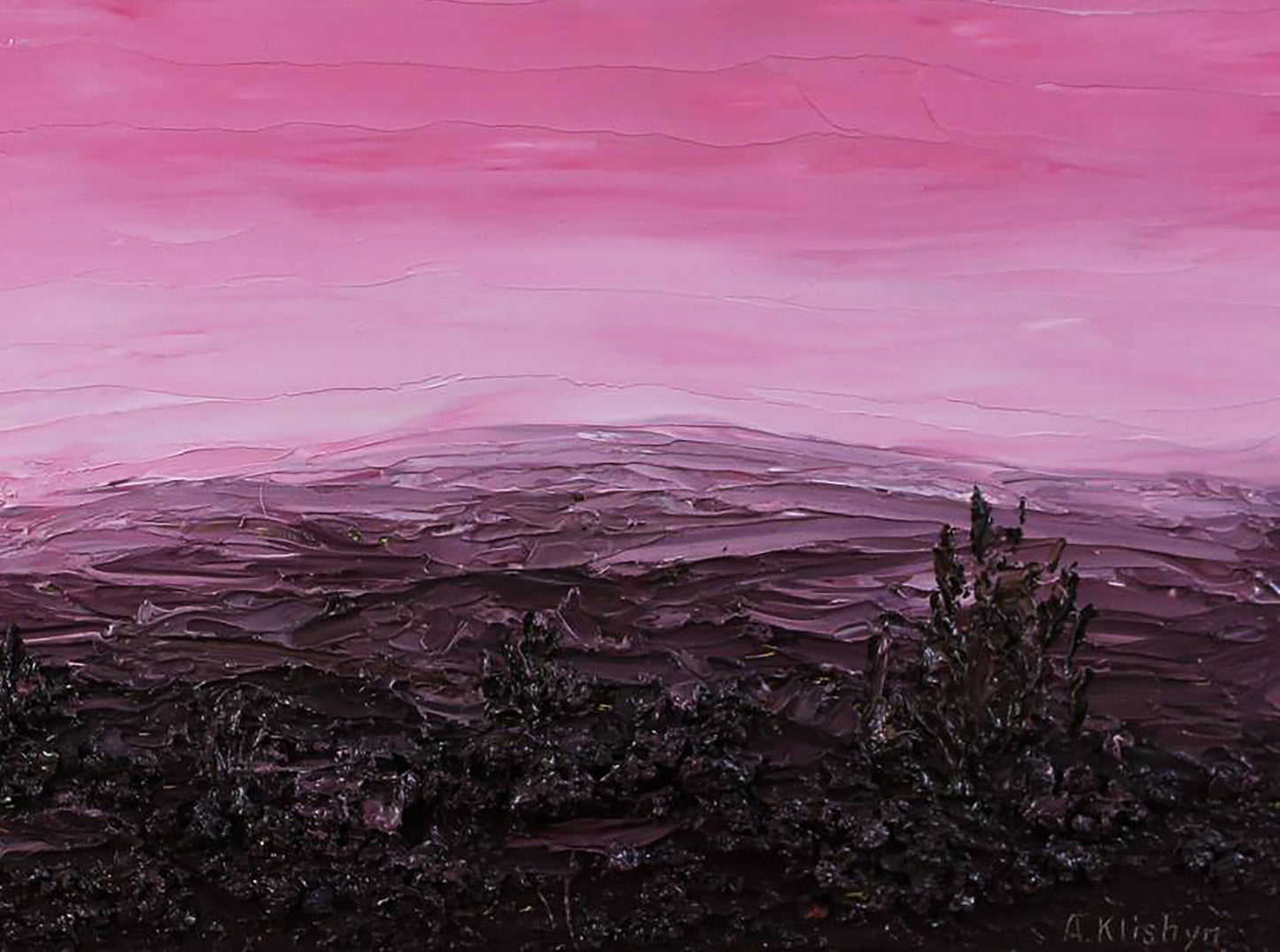 Oil painting Pink landscape Andriy Klishyn