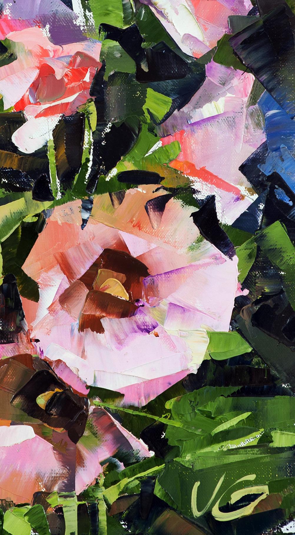 Oil painting Pink flowers Volodymyr Gluhomanyuk