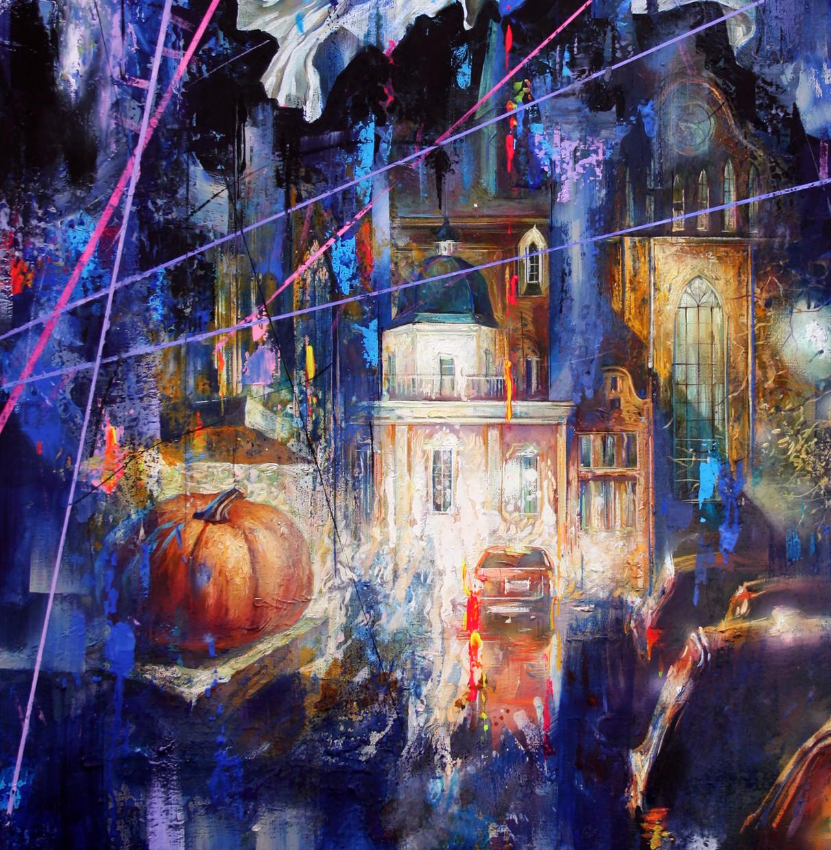 Oil painting Night on the town Alexander Dobrodiy