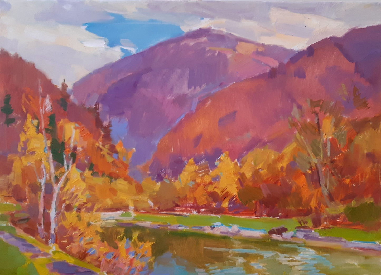 Oil painting River among mountains Pereta Vyacheslav
