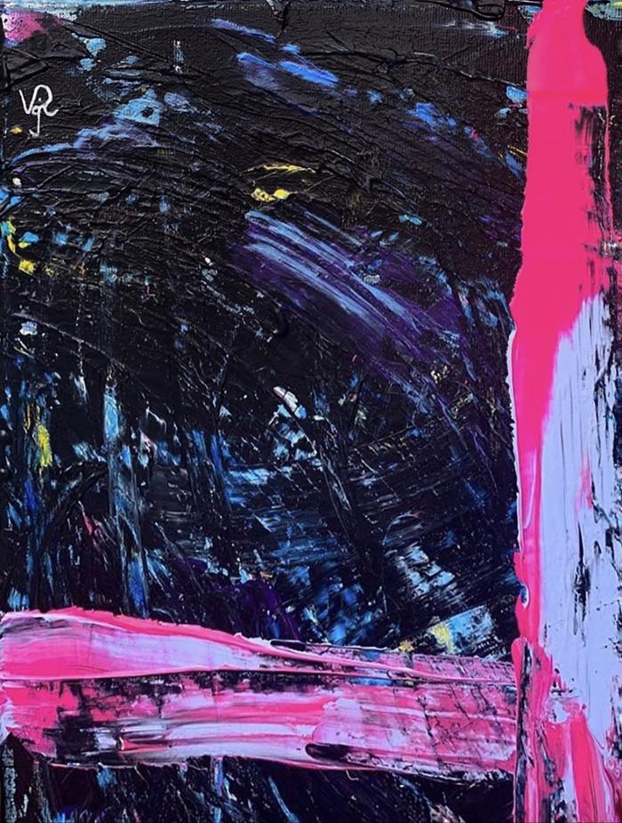 Modern acrylic abstraction night