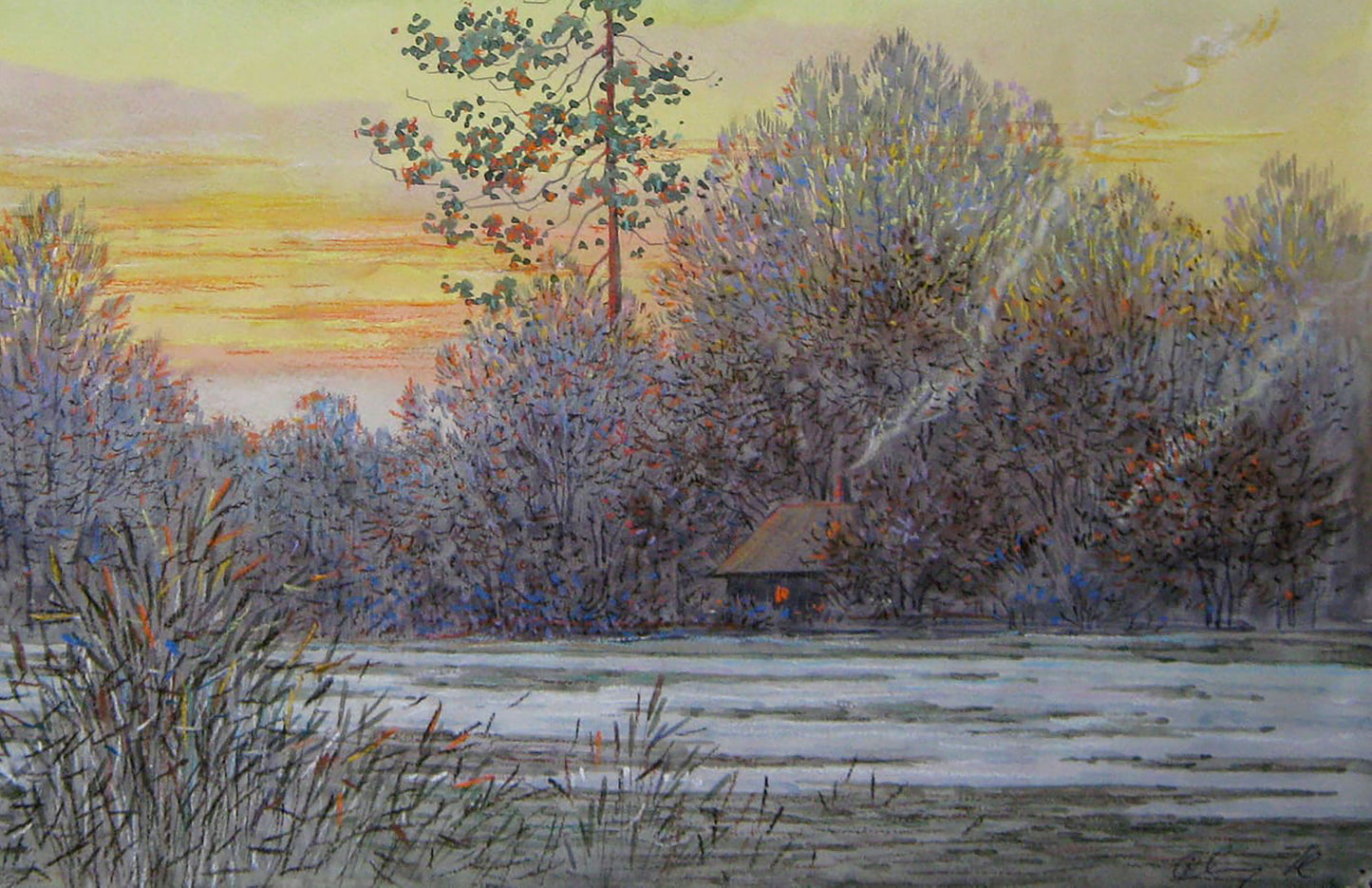 Evening countryside landscape