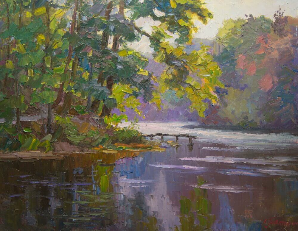 Oil painting Forest river Sergiy Pivtorak