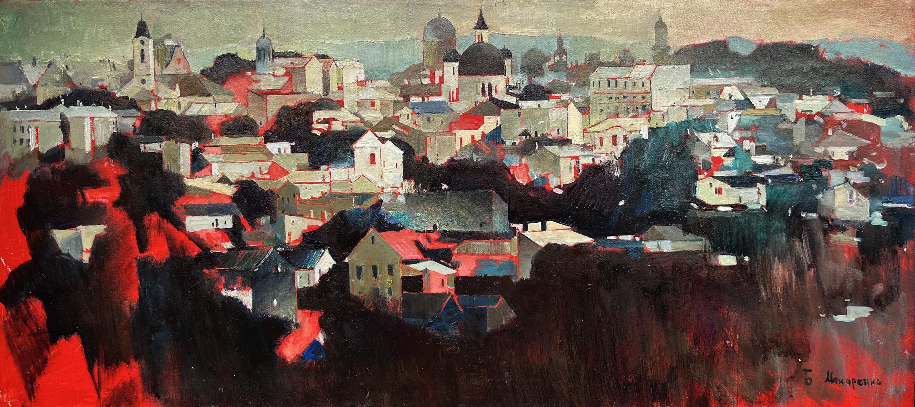 Oil painting Panorama of Chernivtsi Bohdan Makarenko