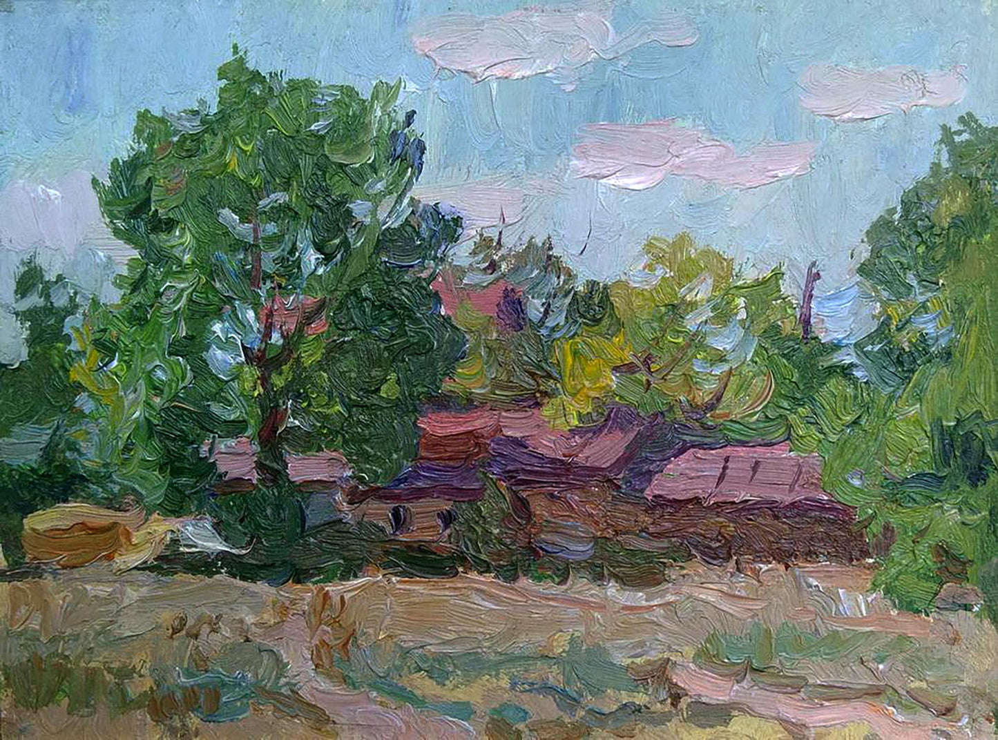 Oil painting Rural life Yury Konovalov