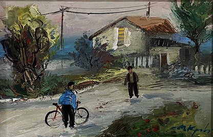 Oil painting By bike Dmytro Kravtsov