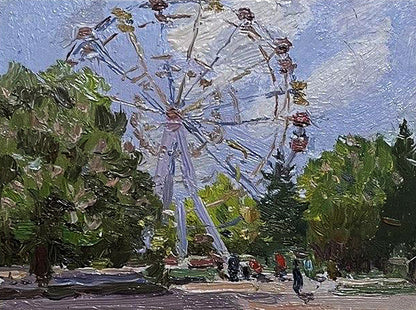 Oil painting Ferris wheel Yury Konovalov