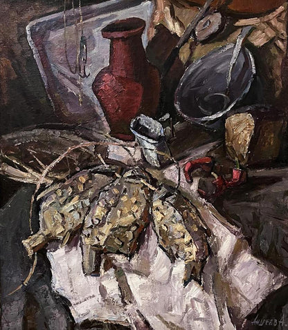 Oil painting Still life with dried fish Oleksandr Andreev