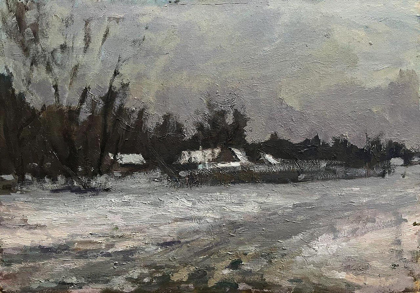 Oil painting After the winter snowstorm Volodymyr Pashchenko