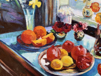 Oil painting The fruit table is set Boris Serdyuk