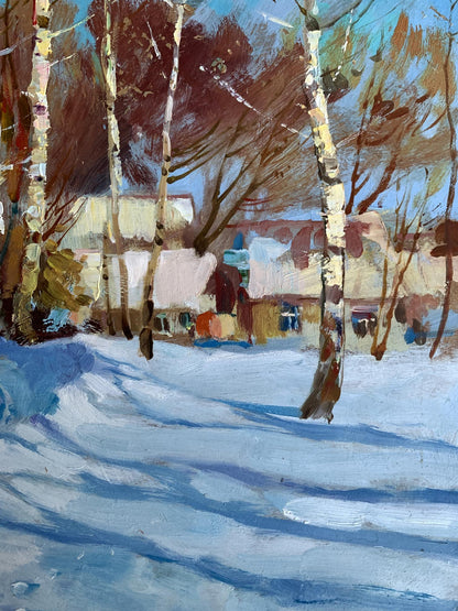 OIl painting Sunny winter day Yuriy Suprunchuk