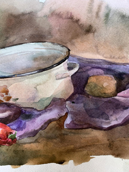 Watercolor painting Start cooking Unknown artist