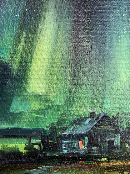 Oil painting Northern lights Tatyana Derdey