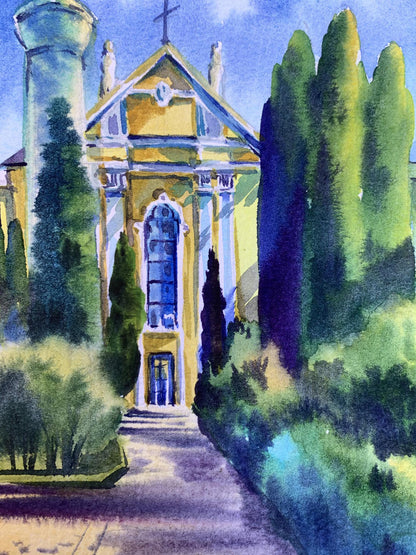 Watercolor painting Sacred place Svetlana Gramm