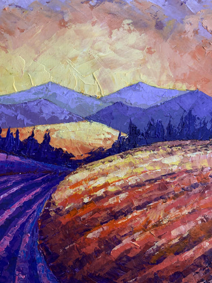 Oil painting Mountain Sunset V. Zadorozhnya