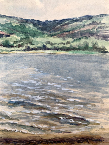 Watercolor painting On the river bank O. Umansky