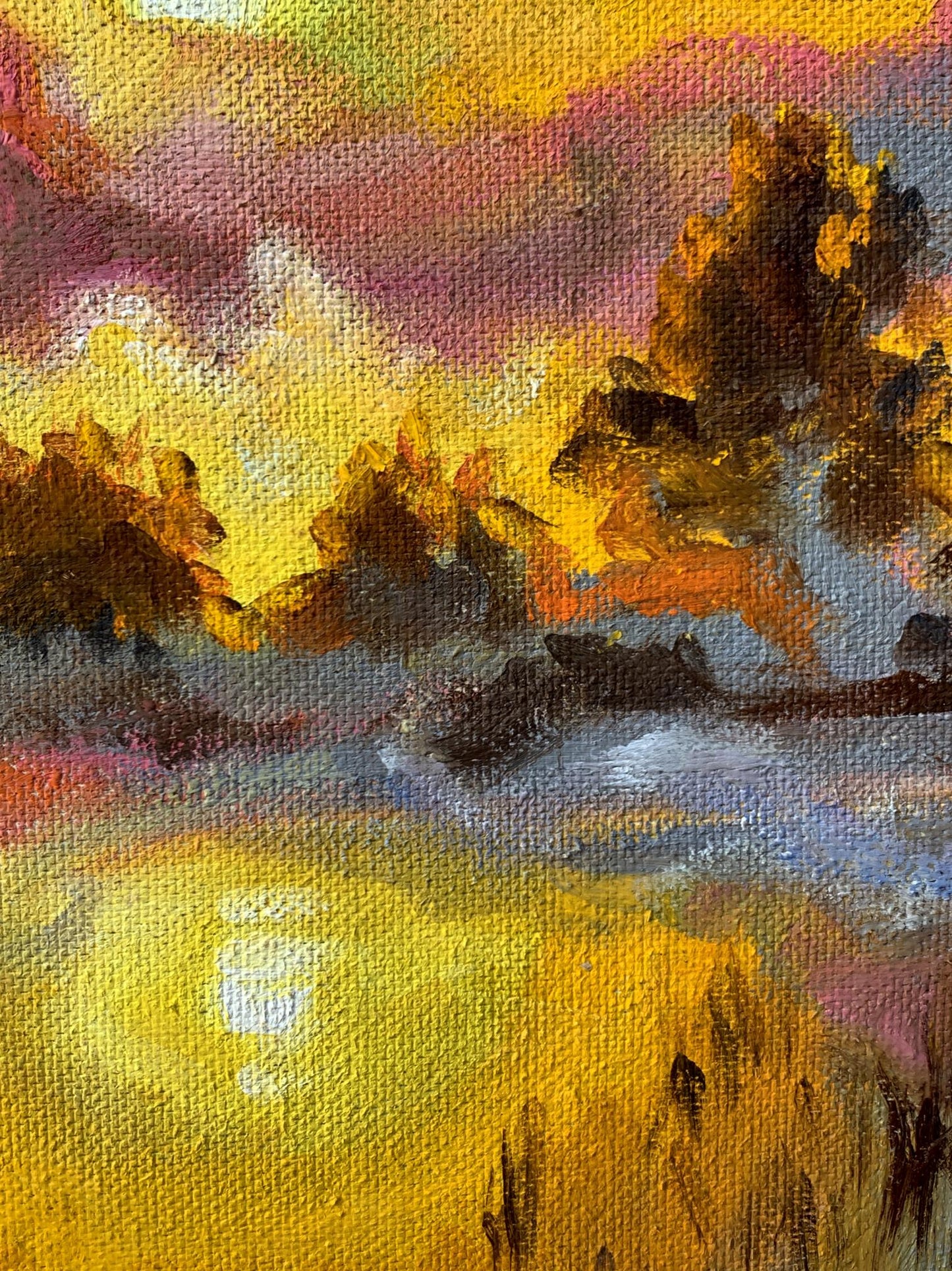 Oil painting Sunset sun Valentina Simashchuk