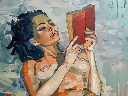 Acrylic painting Reading Time Serhiy Kovalev