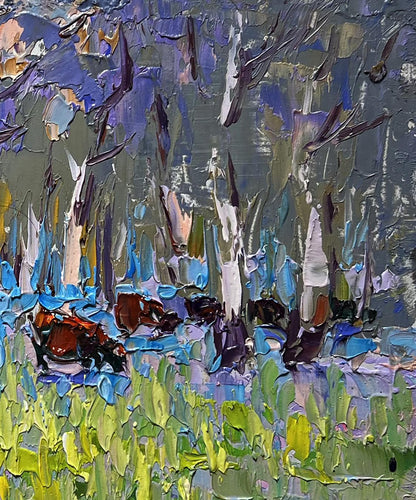 Oil painting Early spring and the meadows are in bloom Oleksiy Ivanyuk