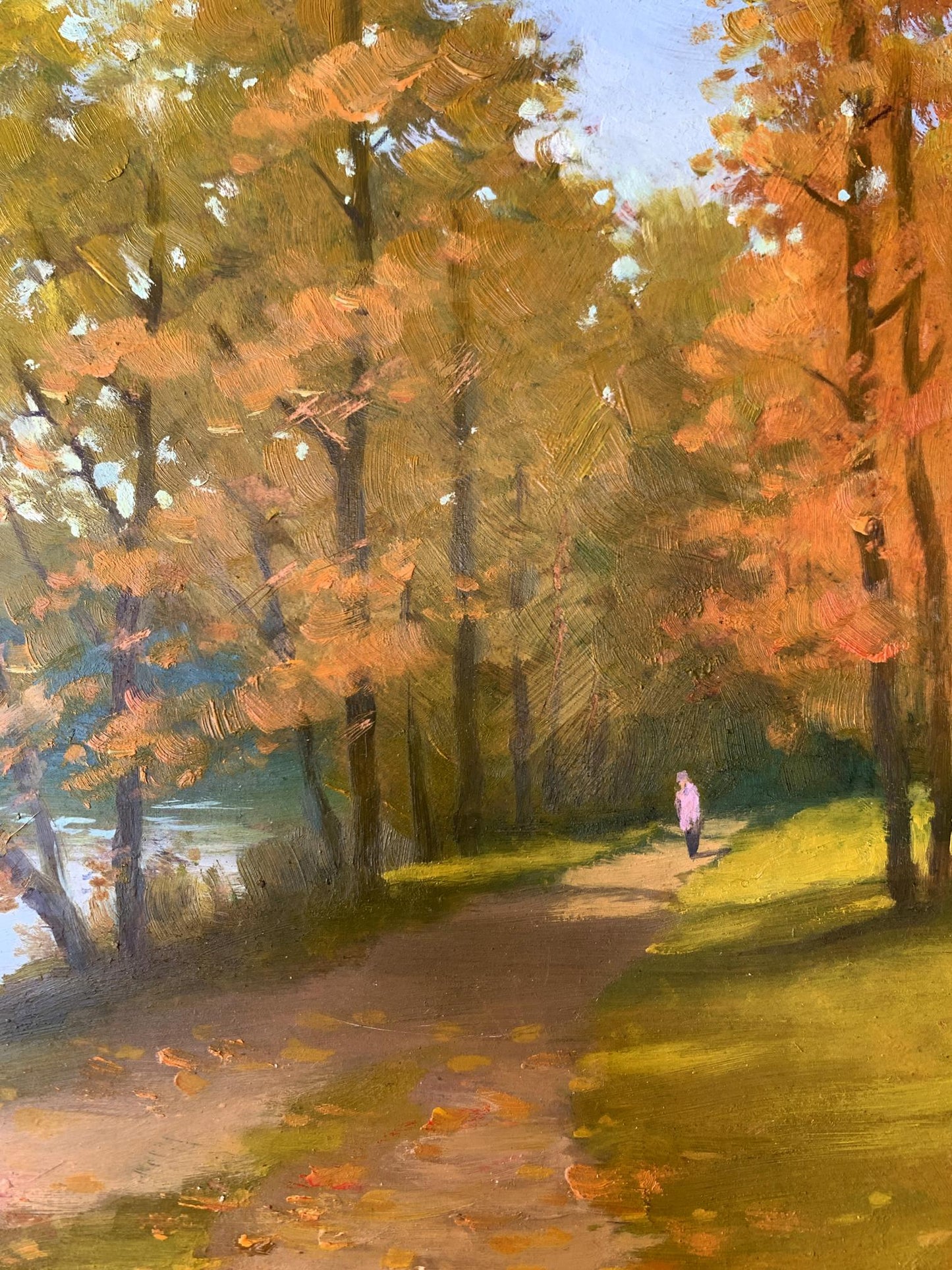 Oil painting In the autumn park Mykhailo Burdylo