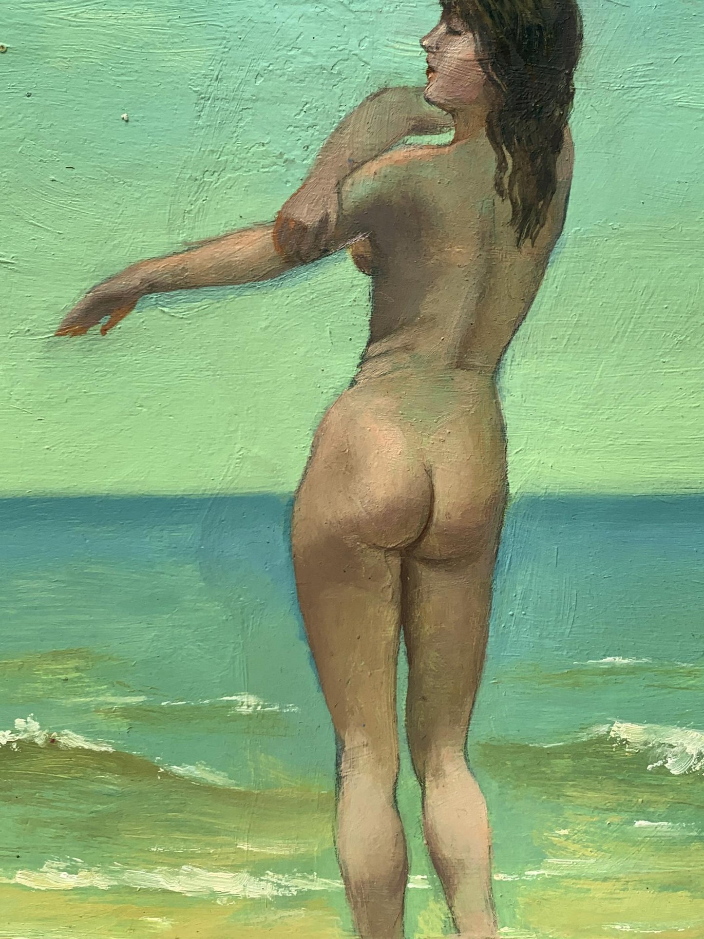 Oil painting Girl on the beach Mykhailo Burdylo