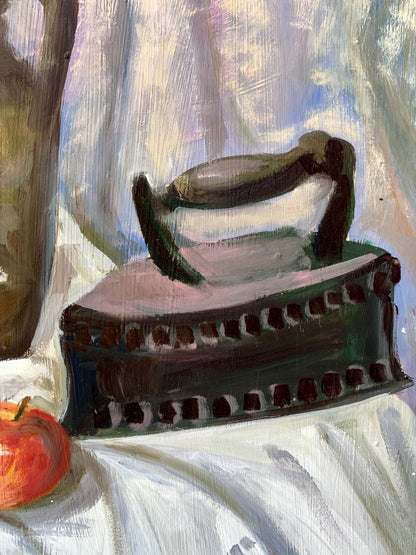 Oil painting Iron and apples Valentina Simashchuk