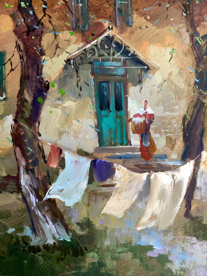 OIl painting A light breeze in the yard Yuriy Suprunchuk