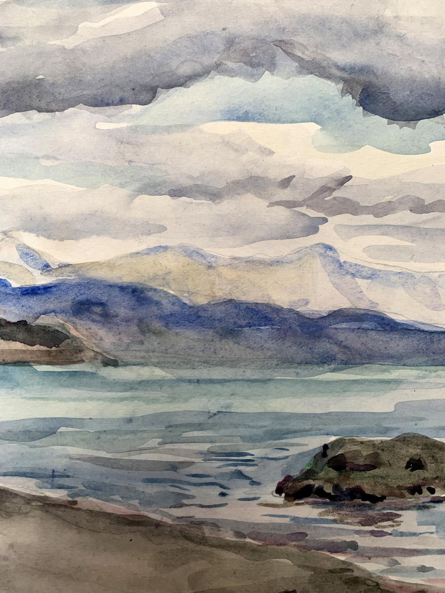 Watercolor painting Covered with clouds Unknown artist