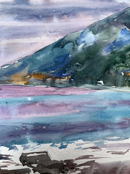 Watercolor painting The sun behind the clouds Unknown artist