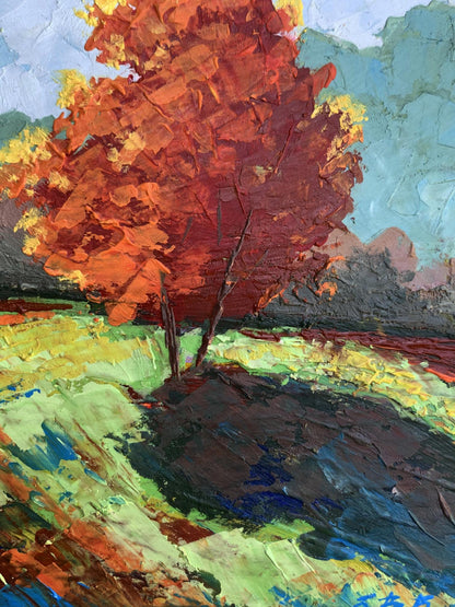 Oil painting Autumn tree V. Zadorozhnya