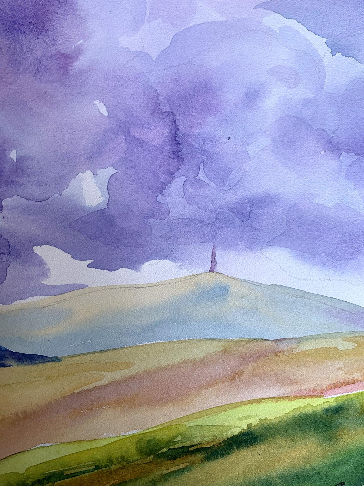 Watercolor painting Mountain View Svetlana Gramm