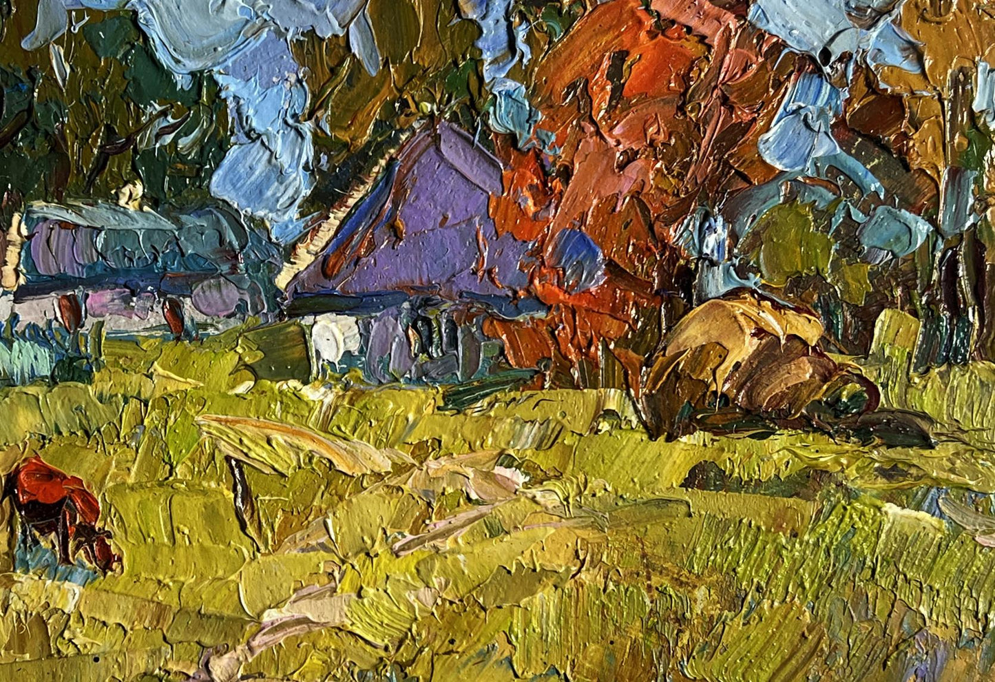 Oil painting Autumn has come to the village Oksana Ivanyuk