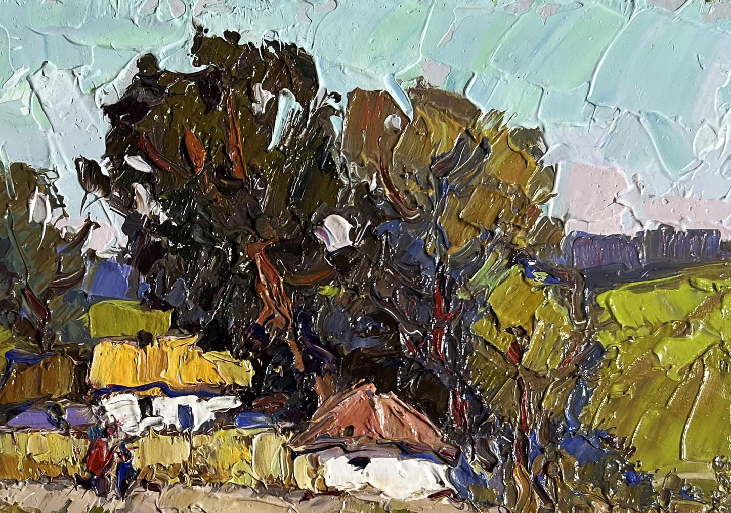 Oil painting Village houses Oksana Ivanyuk