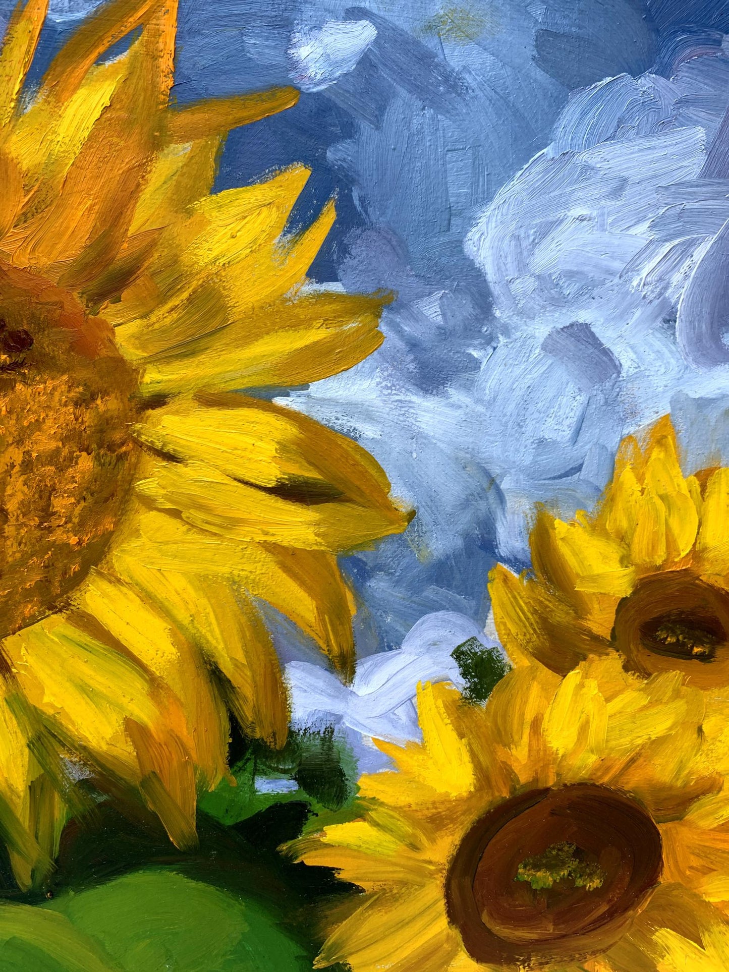 Oil painting Sunflowers and clouds Valentina Simashchuk