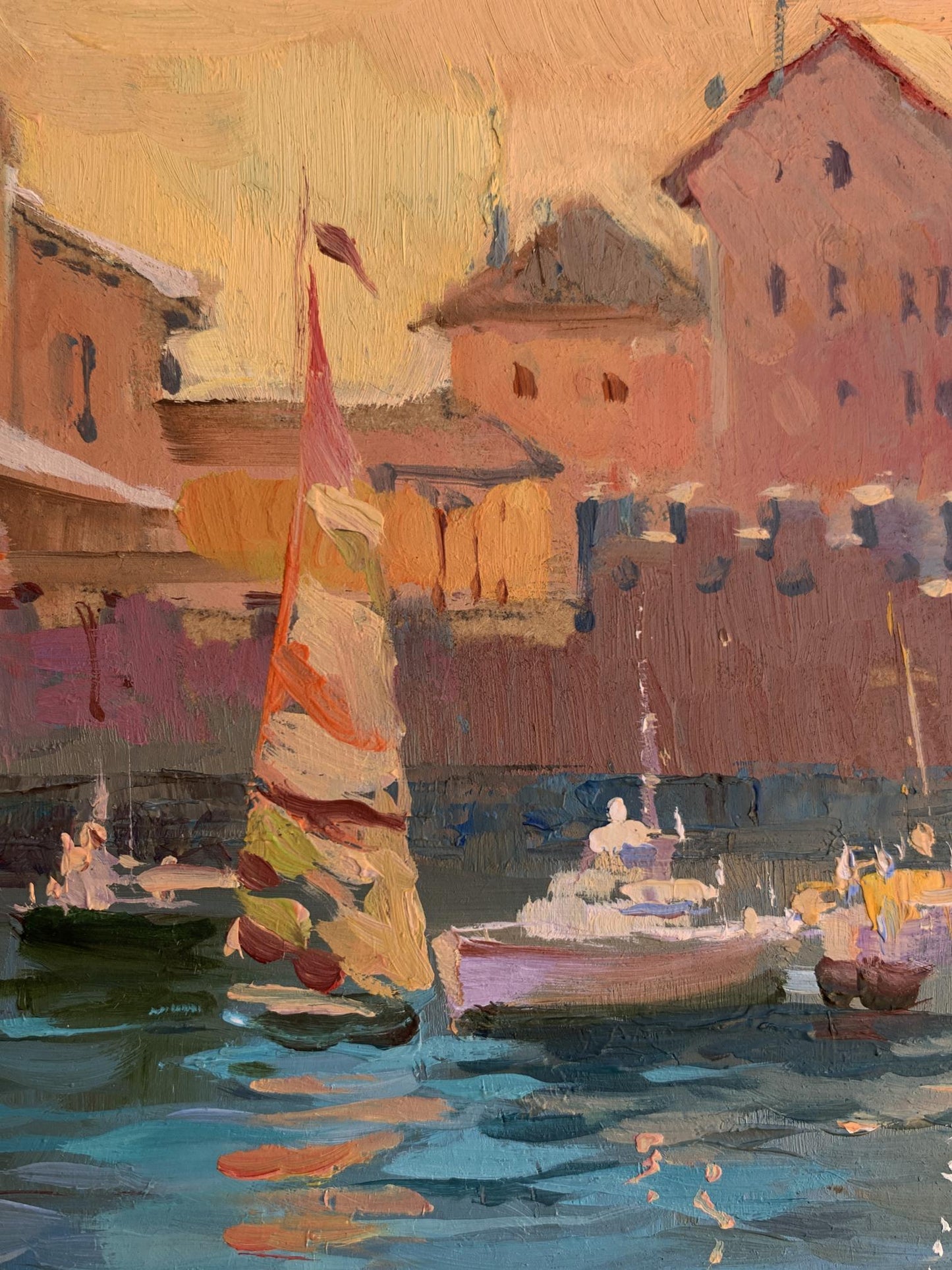 OIl painting Evening at the yacht club Yuriy Suprunchuk