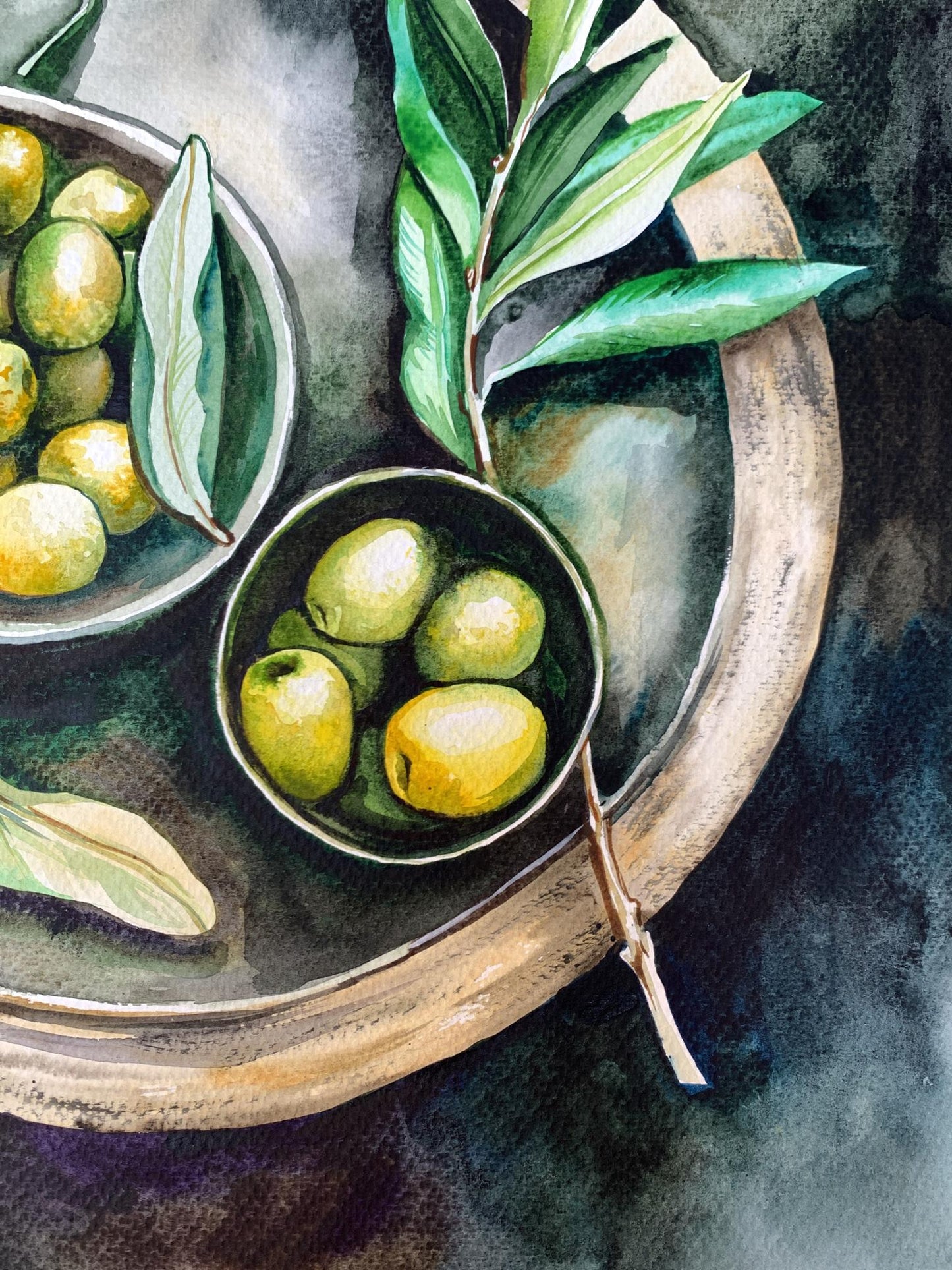 Watercolor painting Olive Olga Ponomaryva