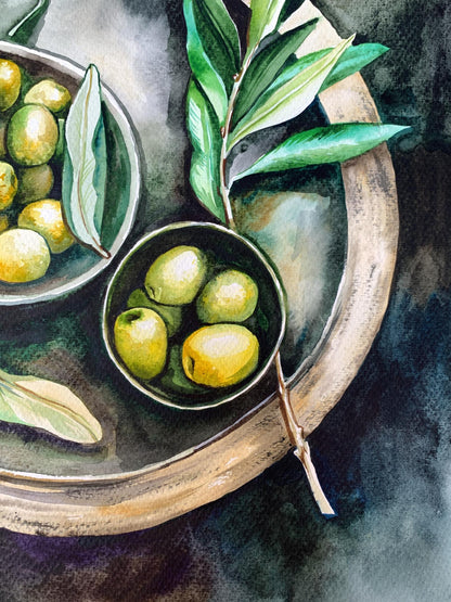 Watercolor painting Olive Olga Ponomaryva