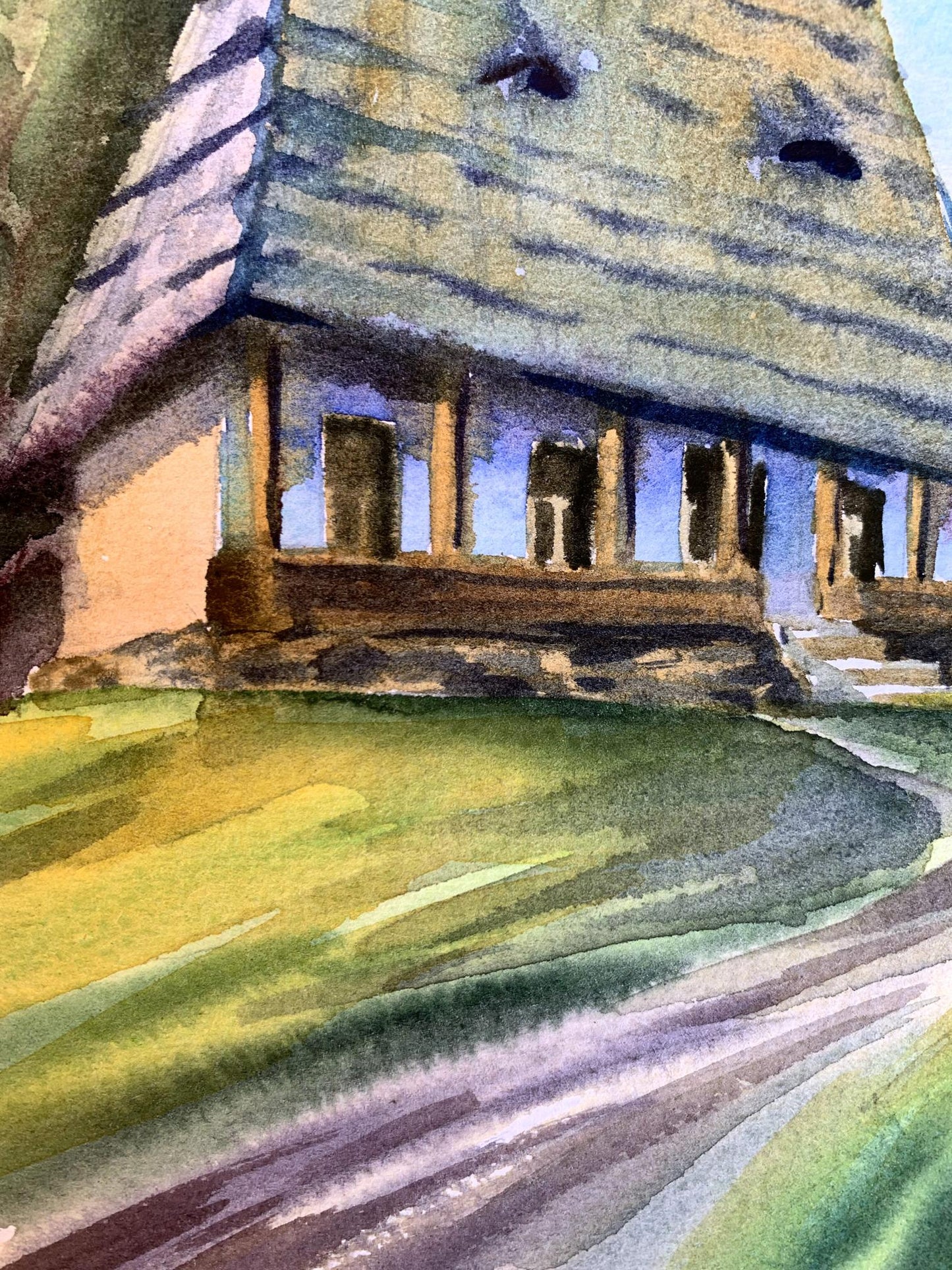 Watercolor painting House among the trees Svetlana Gramm