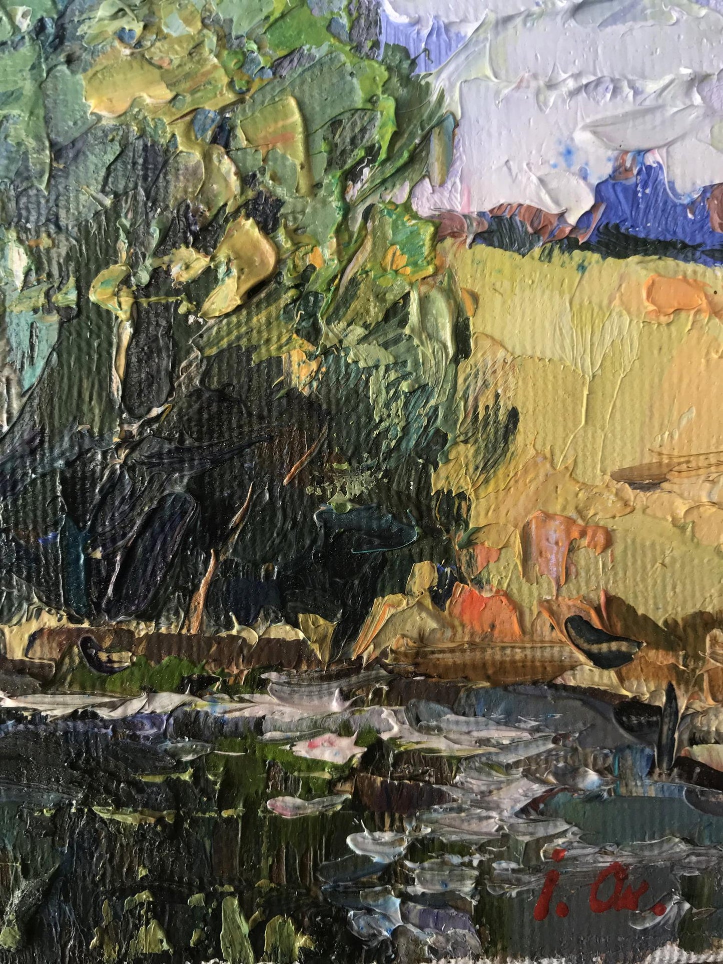 A forest lake secluded from view, depicted in Oksana Ivanyuk's oil painting