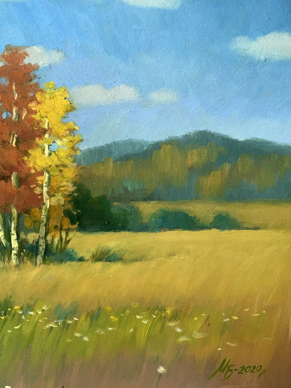 Oil painting Golden forest Mykhailo Burdylo