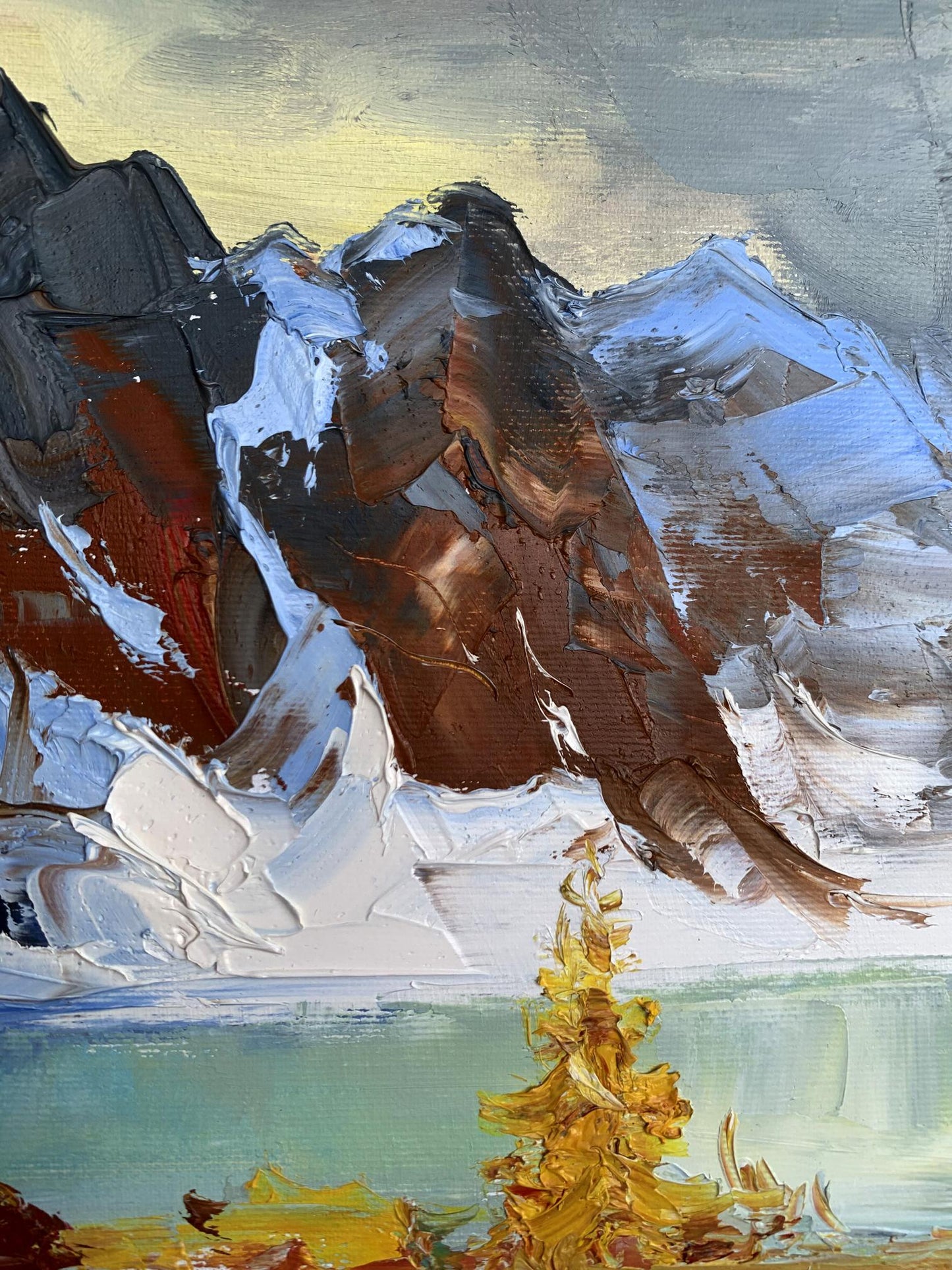 Oil painting Huge mountains Unknown artist