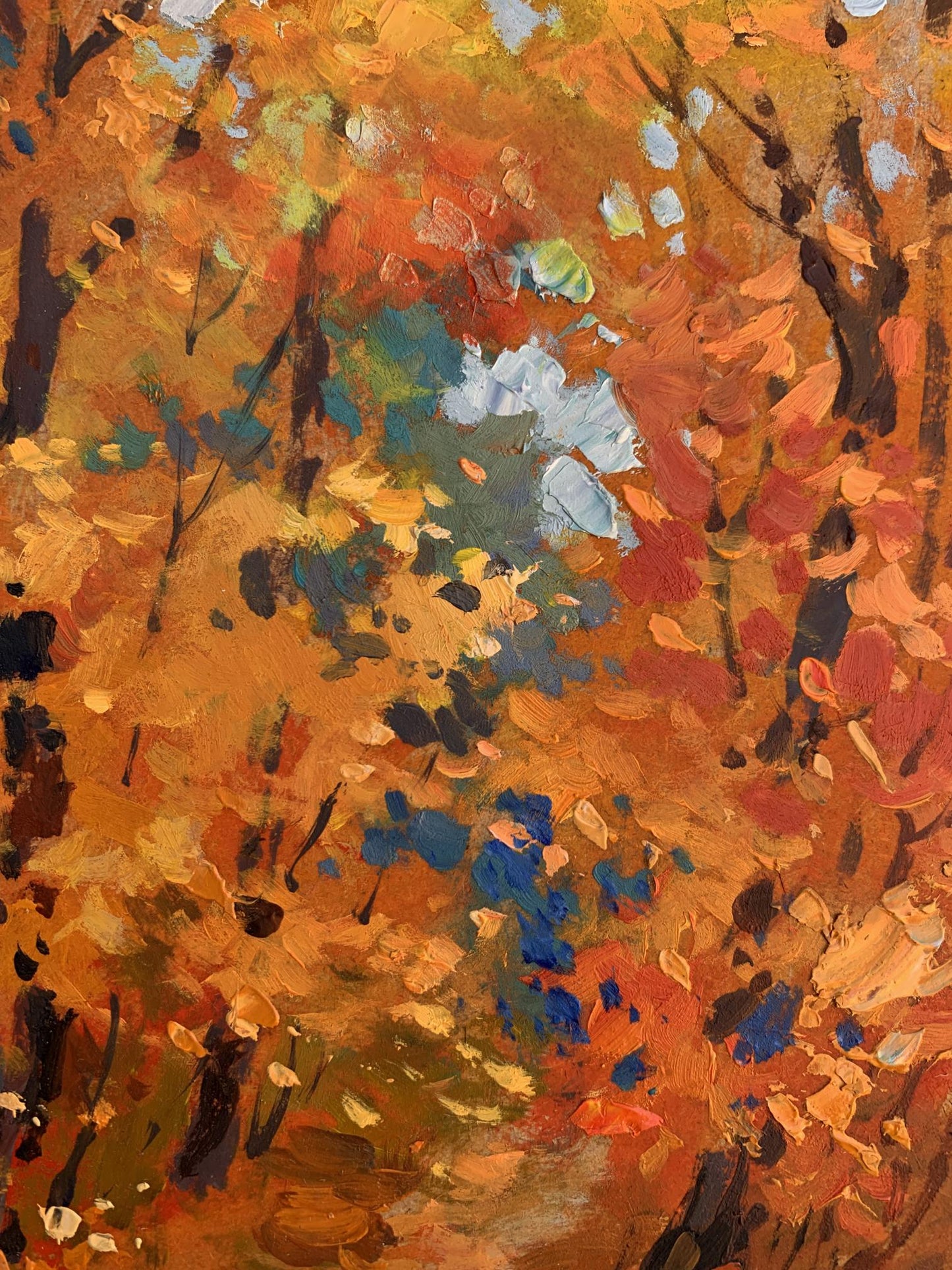 OIl painting Orange autumn forest Yuriy Suprunchuk