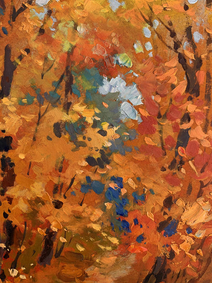 OIl painting Orange autumn forest Yuriy Suprunchuk