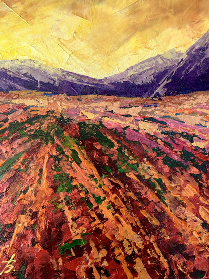 Oil painting Mountain sunset V. Zadorozhnya