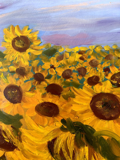 Oil painting Sunflowers along the road Valentina Simashchuk