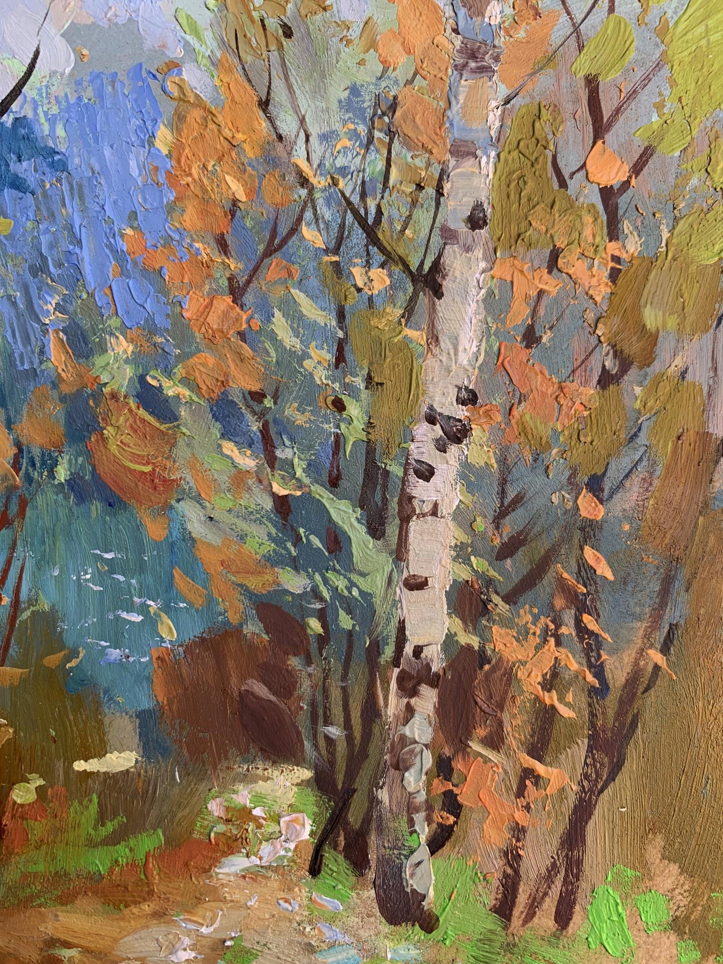 OIl painting Autumn birch grove Yuriy Suprunchuk