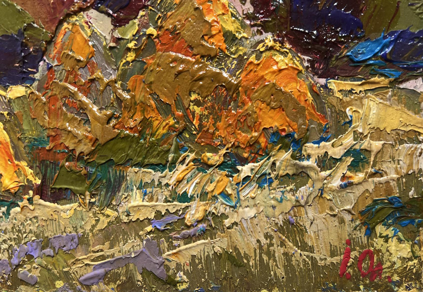 Oil painting Haystacks in the field Oleksiy Ivanyuk