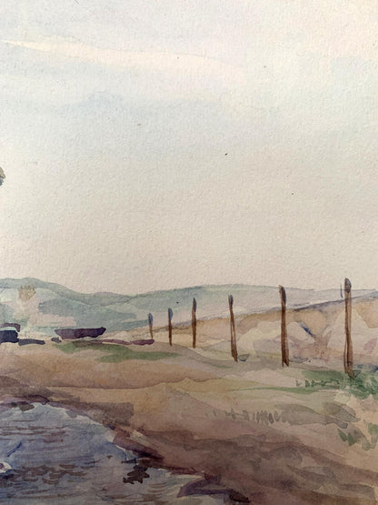 Watercolor painting Road in the field Unknown artist