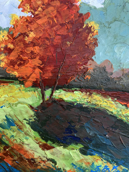 Oil painting Autumn tree V. Zadorozhnya